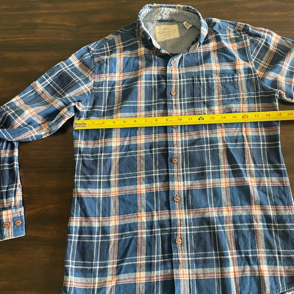 Original Weatherproof Vintage Men's Blue Plaid Shirt, Size Small